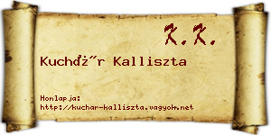 Kuchár Kalliszta névjegykártya